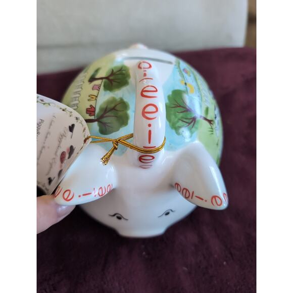 Hand Painted PIGGYBANK EXPRESS Piggy Bank 8" x 6.5" Old MacDonalds Farm Medium - Picture 8 of 10
